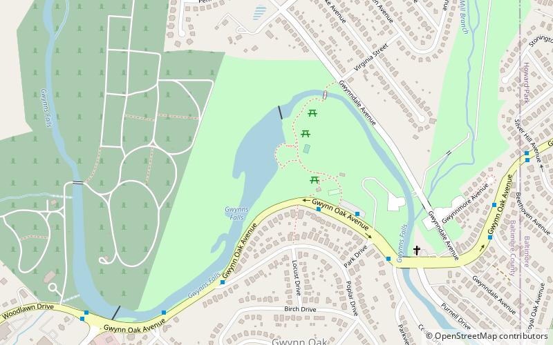 Gwynn Oak Park location map