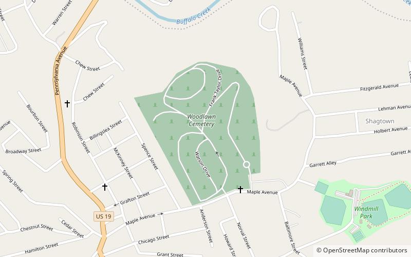 woodlawn cemetery fairmont location map