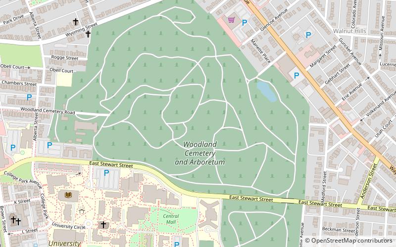 Woodland Cemetery and Arboretum location map