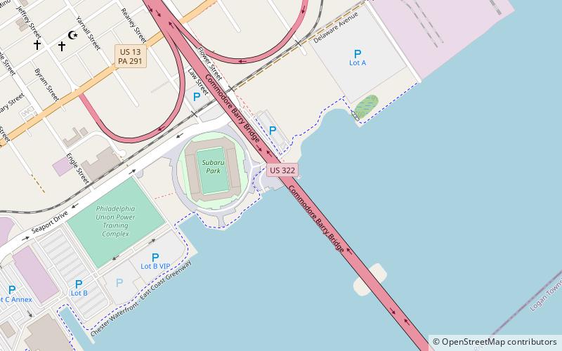 Commodore Barry Bridge location map