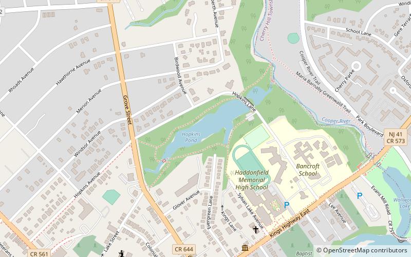 hopkins pond park haddonfield location map