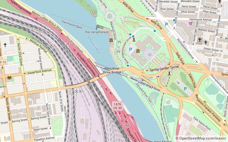West River Drive Bridge location map