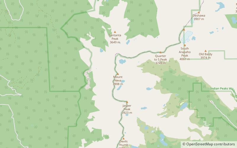 mount neva indian peaks wilderness location map