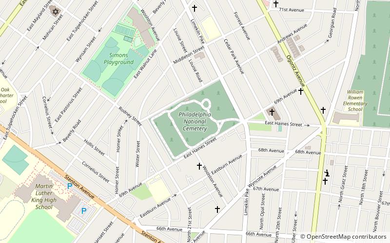 Philadelphia National Cemetery location map