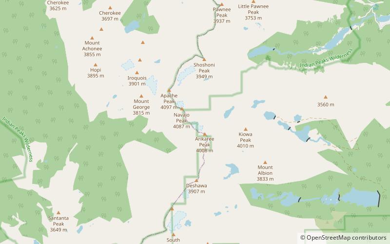 arikaree glacier roosevelt national forest location map