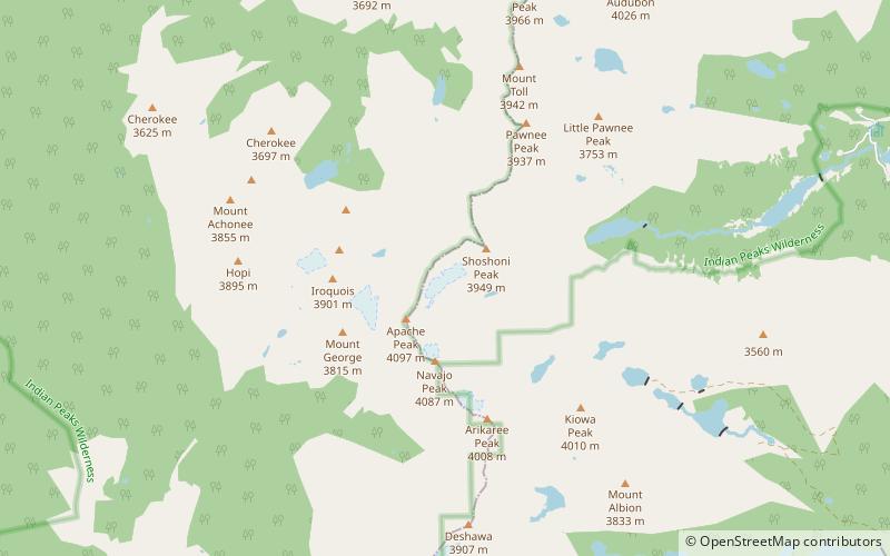 isabelle glacier indian peaks wilderness location map