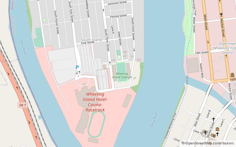 Wheeling Island Stadium location map
