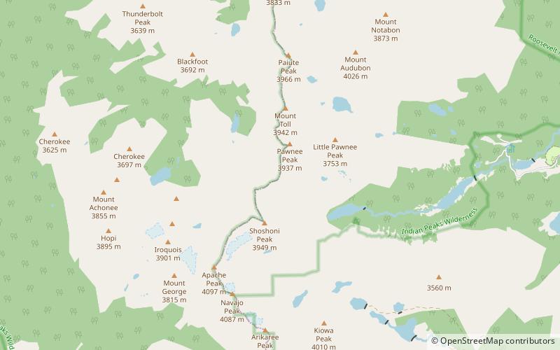pawnee pass foret nationale de roosevelt location map