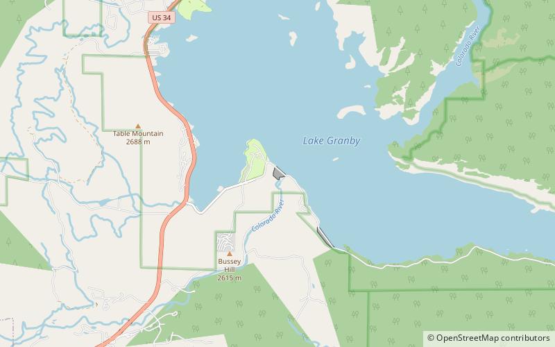 Granby Dam location map