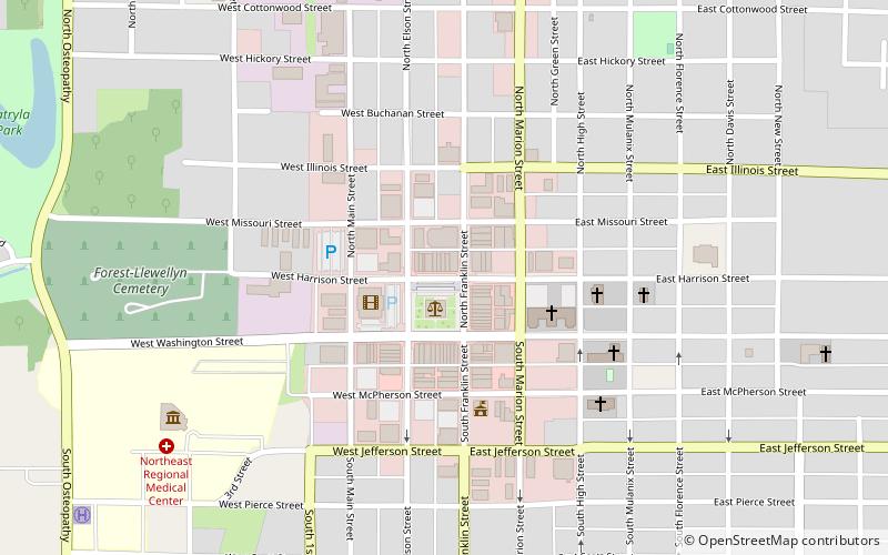 Kirksville Courthouse Square Historic District location map