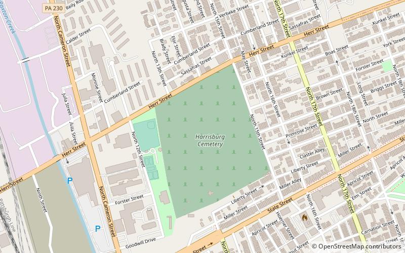 Harrisburg Cemetery location map