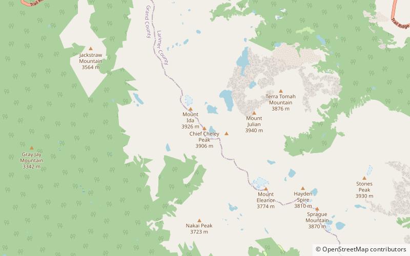 chief cheley peak rocky mountain nationalpark location map