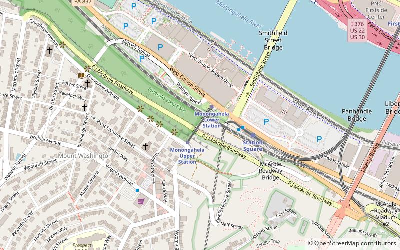 Monongahela Incline location map