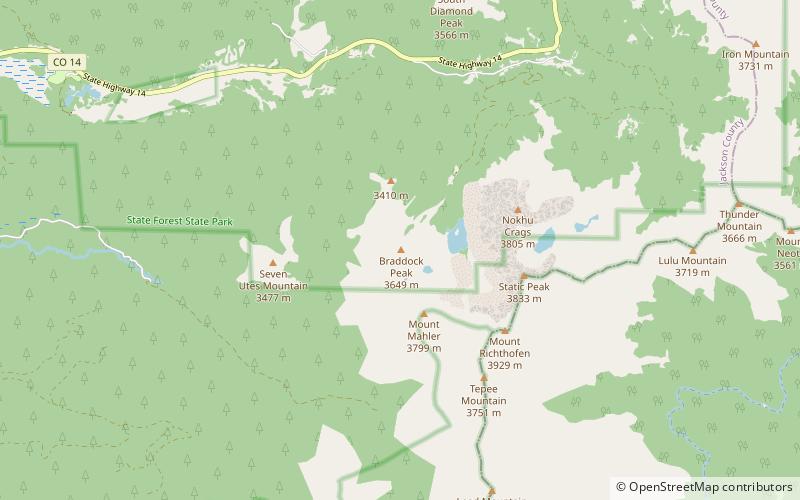 braddock peak roosevelt national forest location map