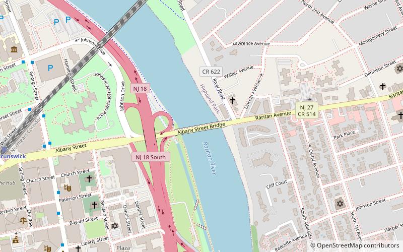 albany street bridge nuevo brunswick location map