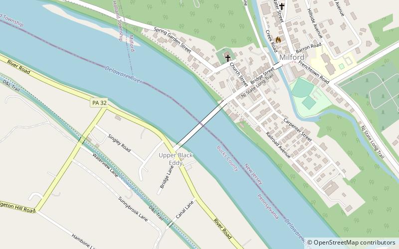 Upper Black Eddy–Milford Bridge location map