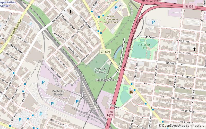Jersey City and Harsimus Cemetery location map