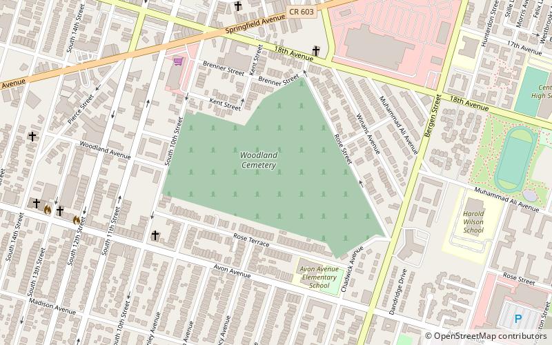 woodland cemetery newark location map