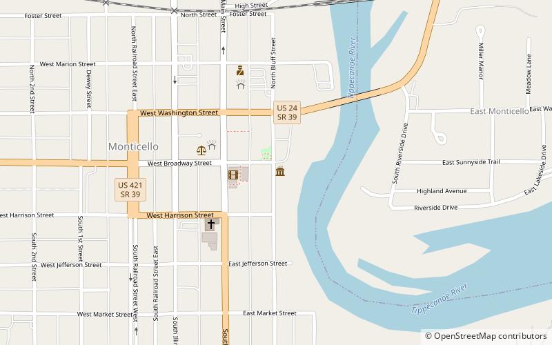Monticello Carnegie Library location map