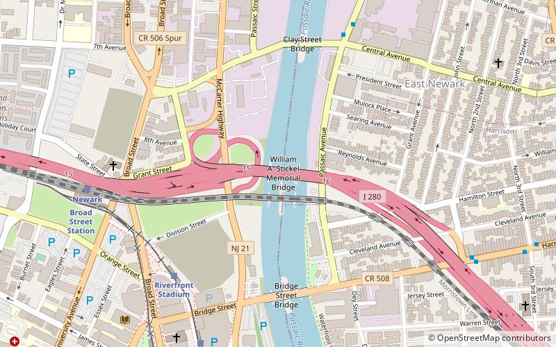 William A. Stickel Memorial Bridge location map