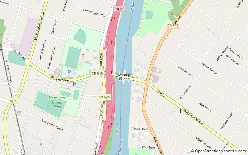 puente de la avenida kingsland nutley location map