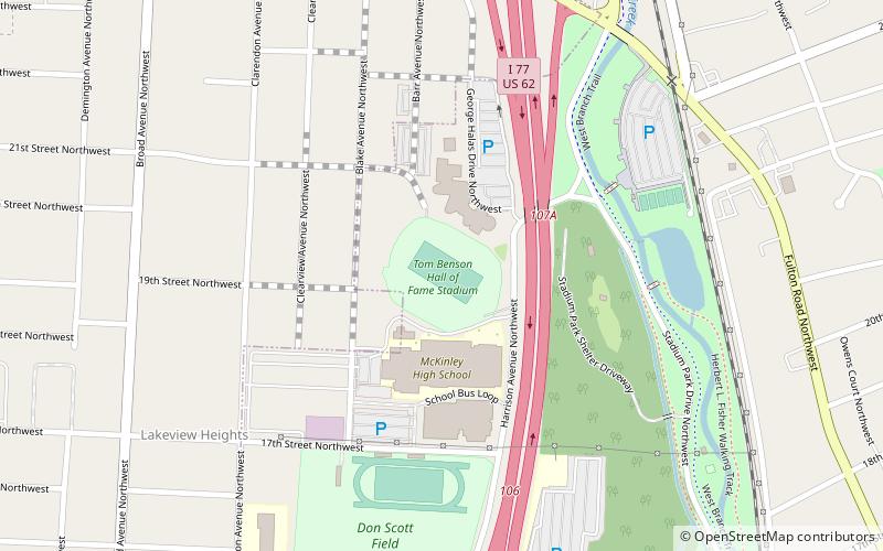 Tom Benson Hall of Fame Stadium location map