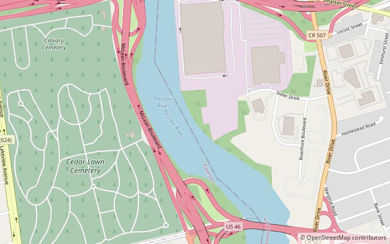 Route 46 Passaic River Bridge location map