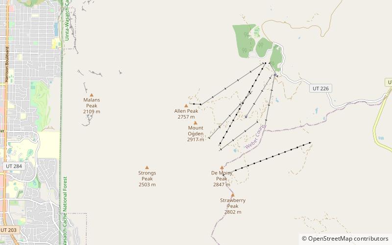 mount ogden via ferrata wasatch cache national forest location map