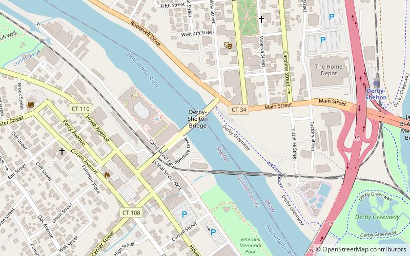 Derby-Shelton Bridge location map