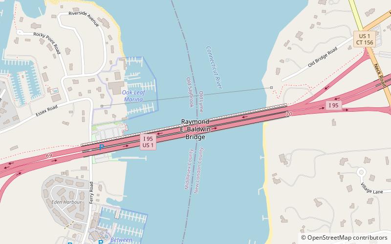 Raymond E. Baldwin Bridge location map