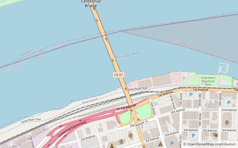Rock Island Centennial Bridge location map