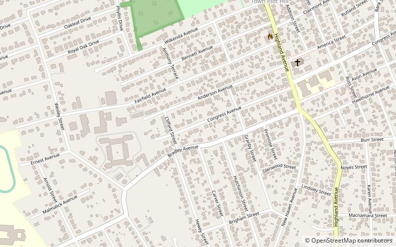 town plot hill waterbury location map