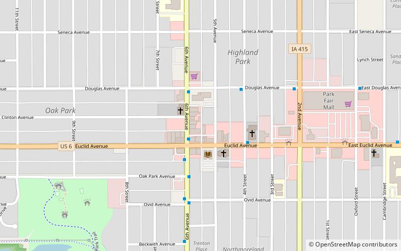 Highland Park Historic Business District at Euclid and Sixth Avenues location map