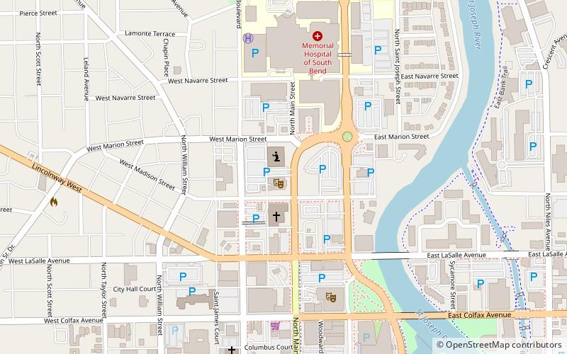 south bend civic theater location map
