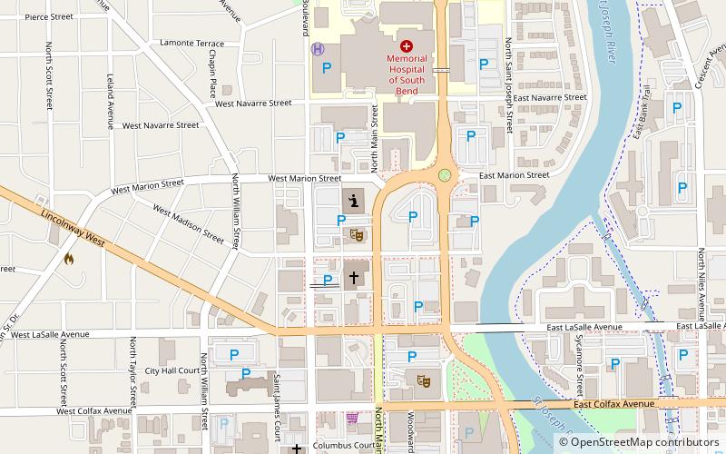 South Bend Civic Theater location map