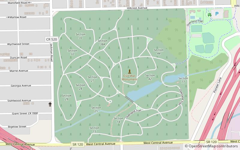 Woodlawn Cemetery location map