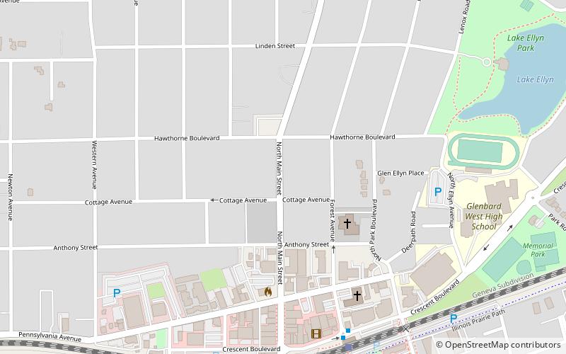 Glen Ellyn Main Street Historic District location map
