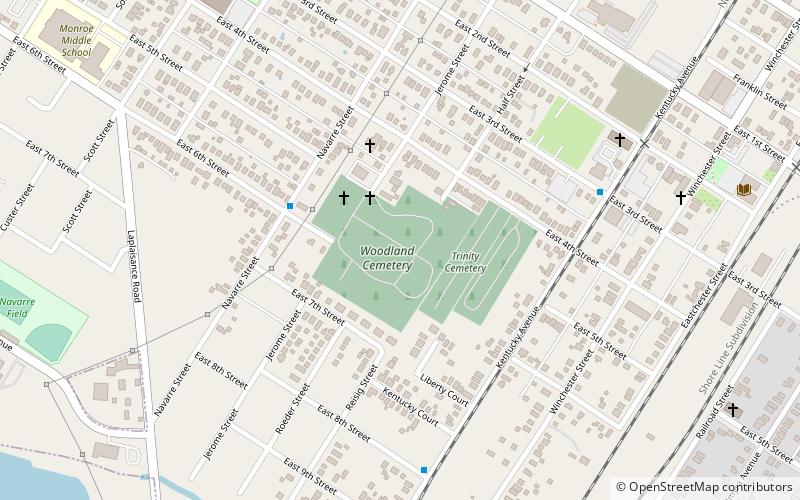 Woodland Cemetery location map