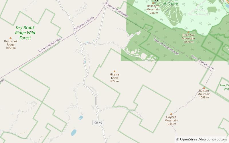 hirams knob parc catskill location map