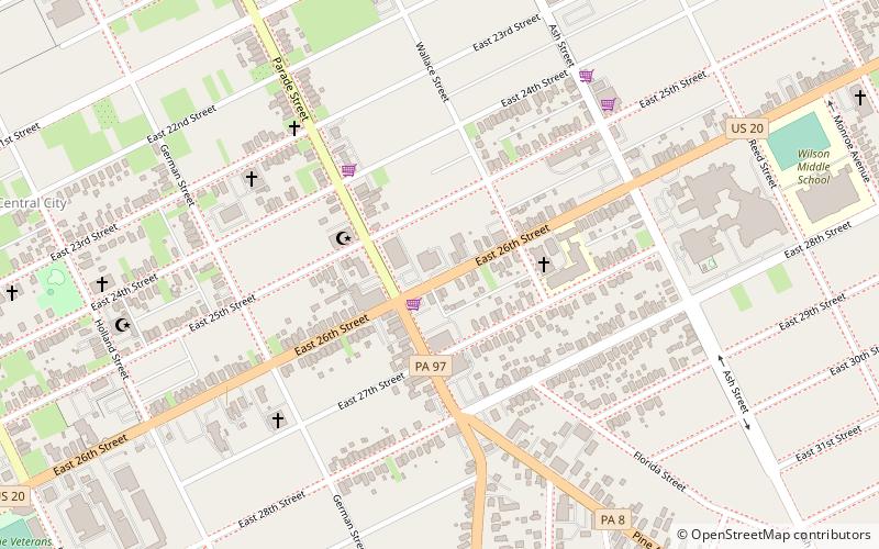 downtown erie location map