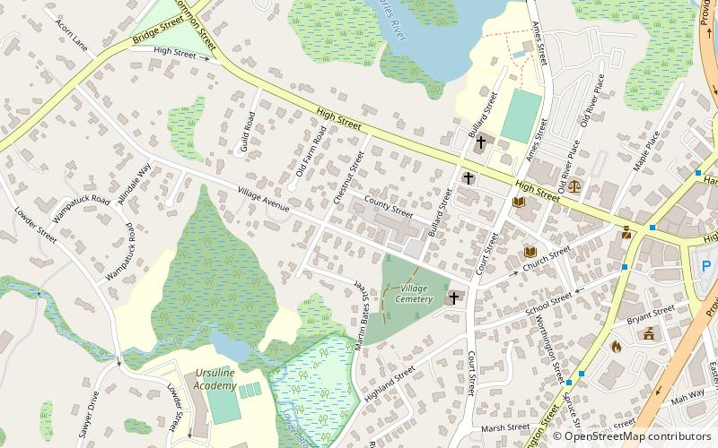 Dedham Village Historic District location map