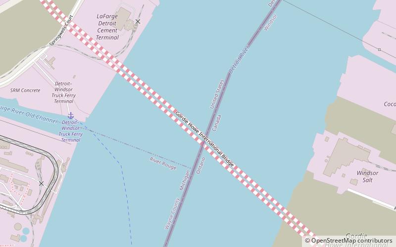 Pont international Gordie Howe location map