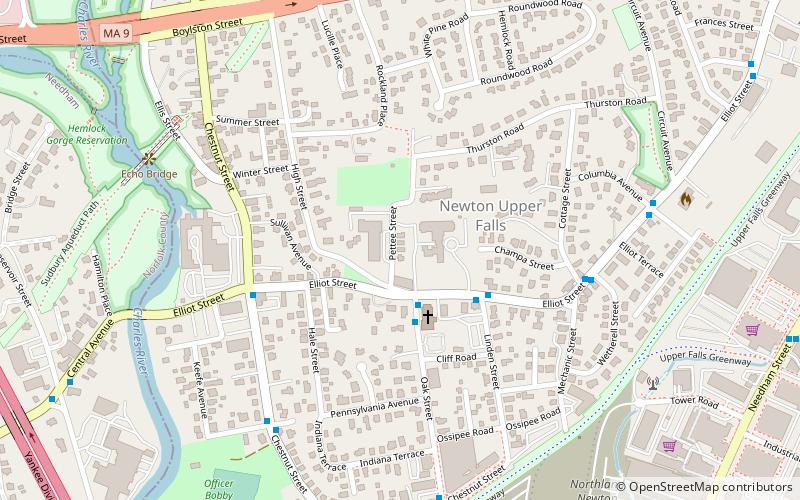 Newton Upper Falls location map