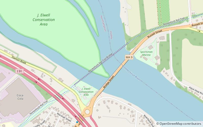 Norwottuck Rail Trail Bridge location map