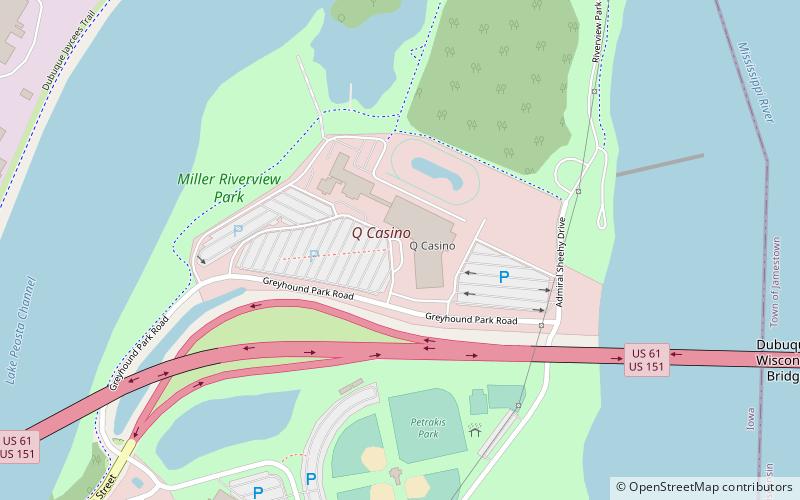 Dubuque Greyhound Park location map