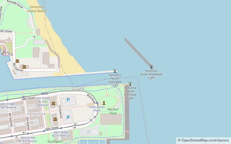Kenosha North Pier Light location map