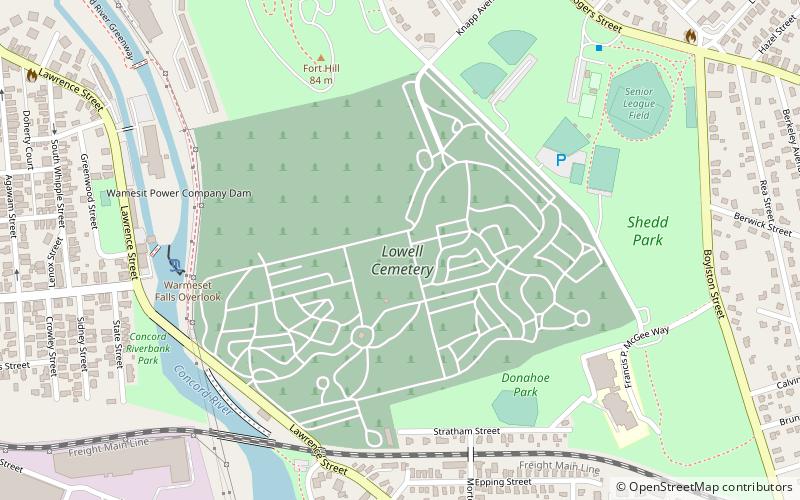 Cimetière de Lowell location map