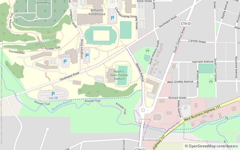 ralph e davis pioneer stadium platteville location map