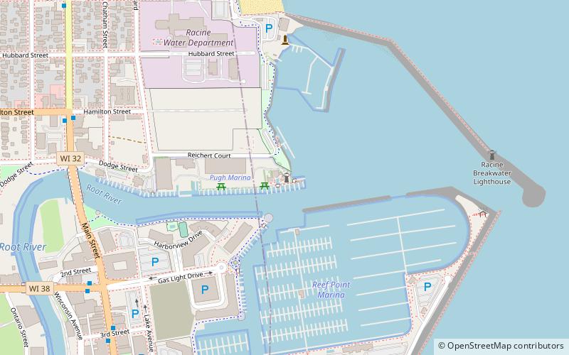 racine harbor lighthouse and life saving station location map
