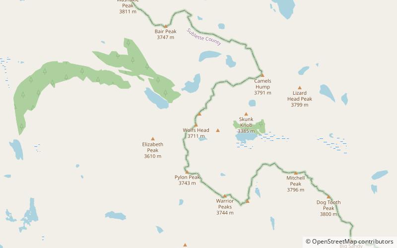 east ridge popo agie wilderness location map